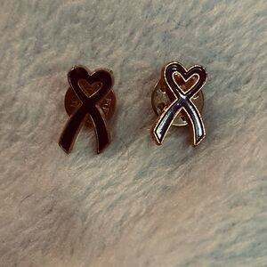 Vintage Gold-tone Purple Heart Awareness Ribbon Enamel Lapel Pins